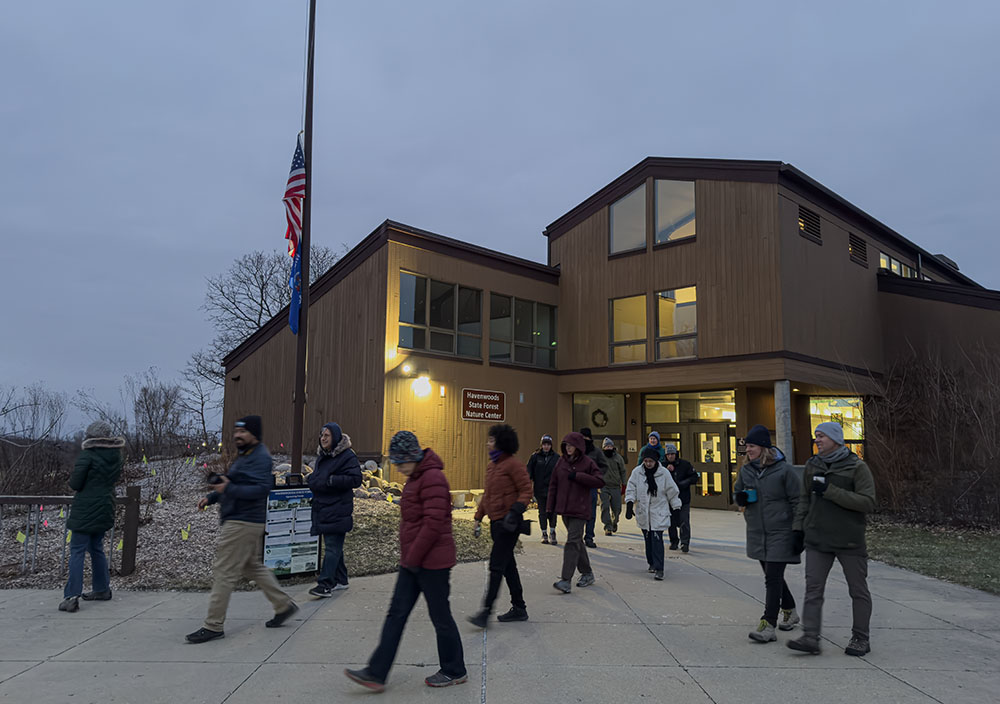 First Day Hikers leaving the Education Center before dawn