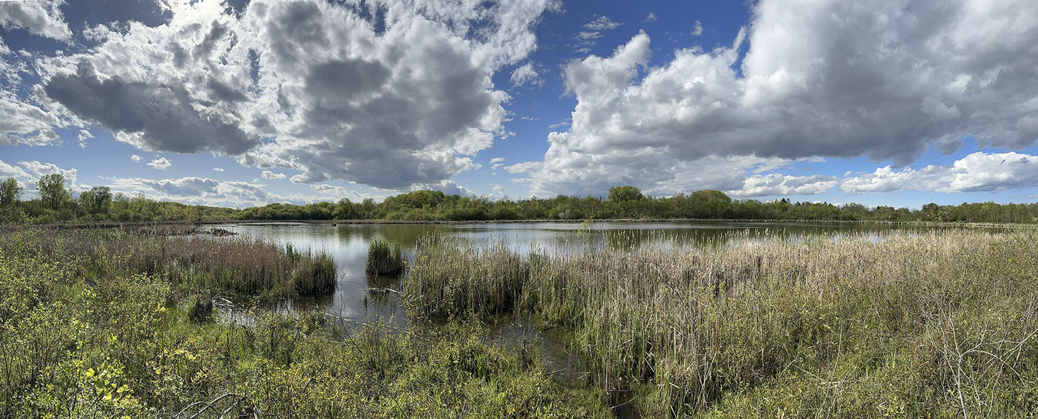 Panorama of Mud Lake and spectacular clouds