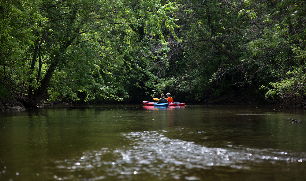 Kayakers on Menomonee River, Curry Park, Wauwatosa