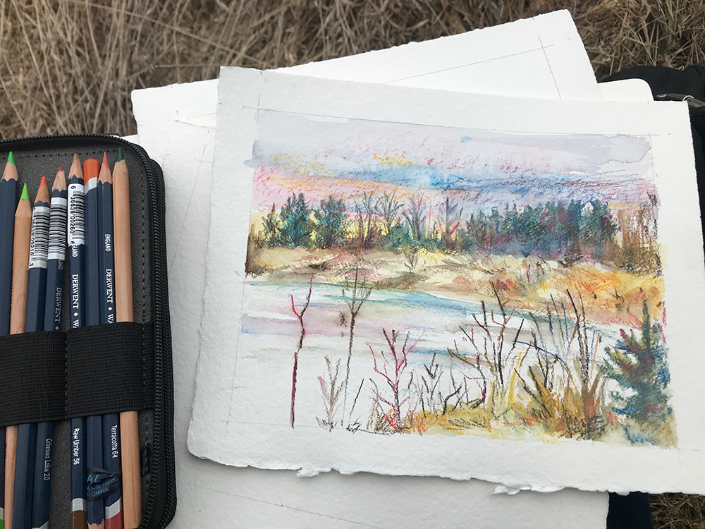 "Spirit Lake 4," watercolor in progress