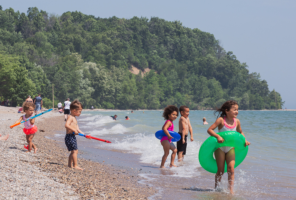 Playing in the surf, Grant Park Beach, South Milwaukee