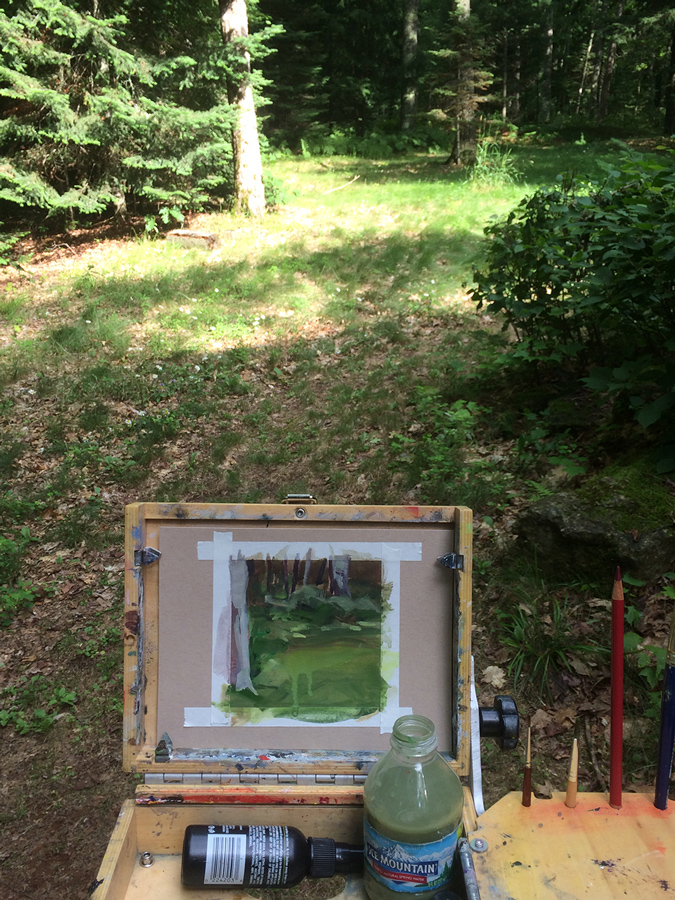 Working plein aire on easel