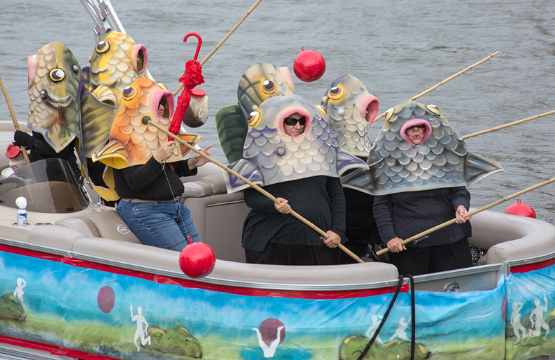 boat decorated with fish