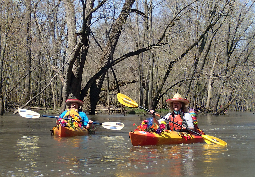 Kayakers costumed as mariachis