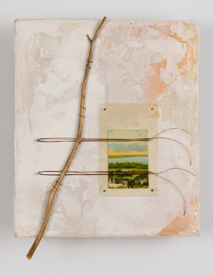 Wayfarer, 6” x 5”, paint, wood, wire, found objects