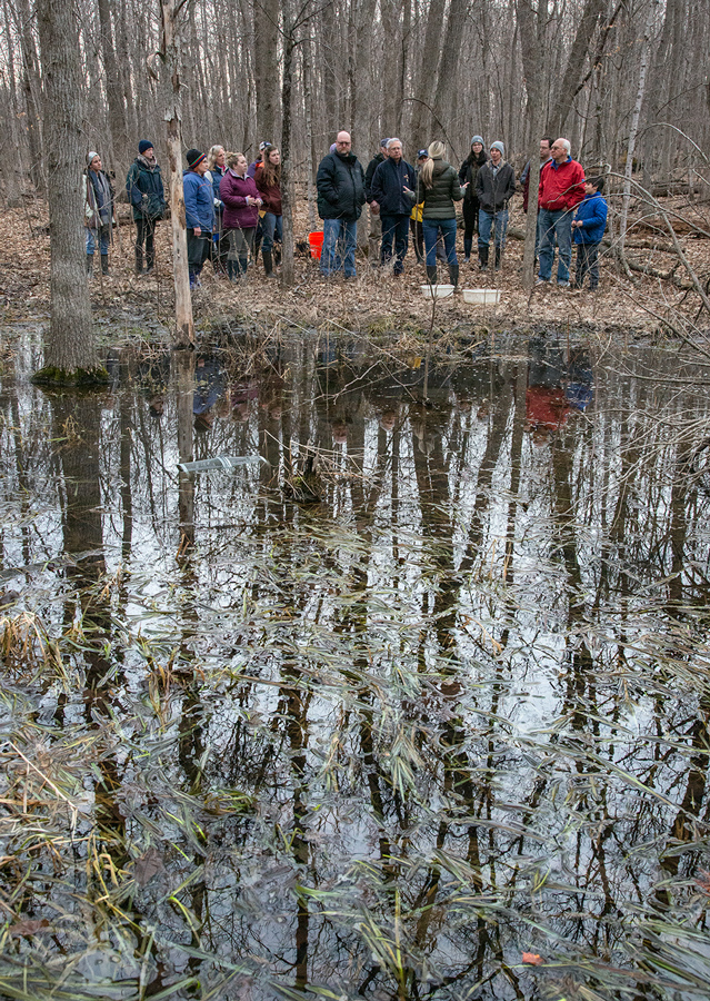 Group of volunteers at the training wetland