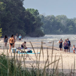 bathers on beach at Harrington Beach State Park