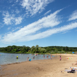 Ottawa Lake beach with bathers