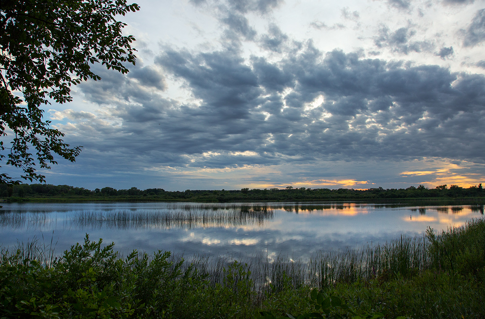 sunset over the lake