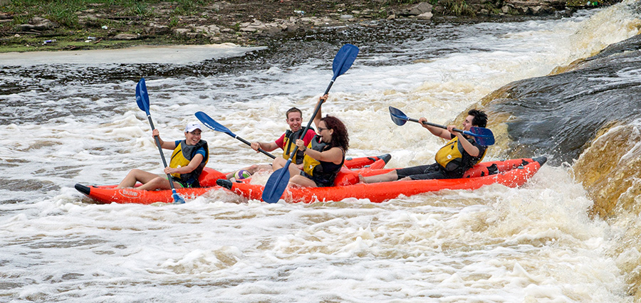 raft going over falls