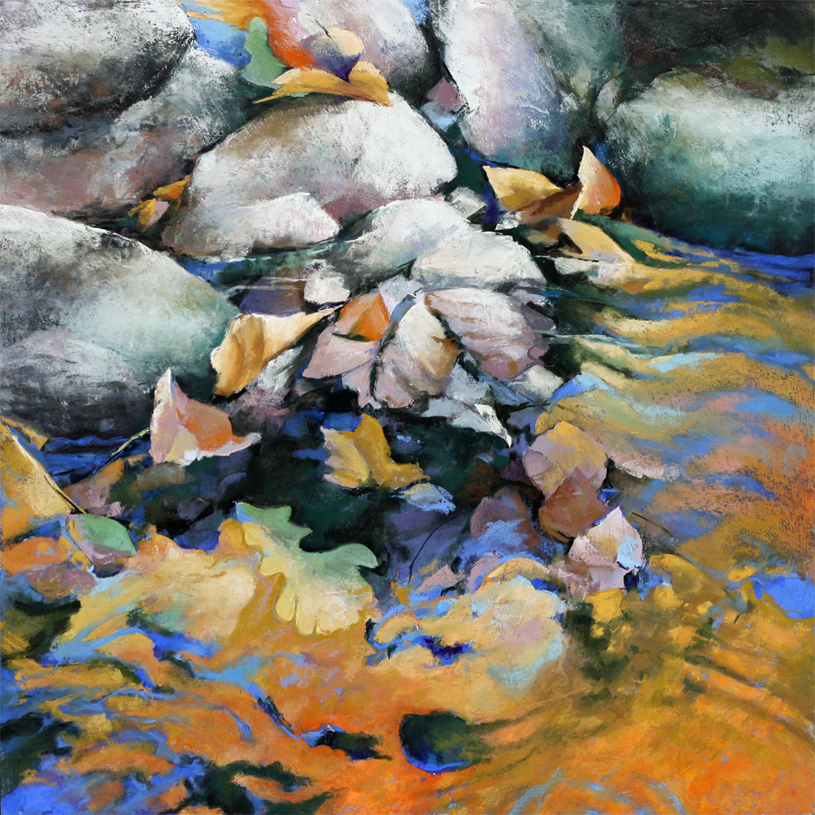 pastel painting of water's edge