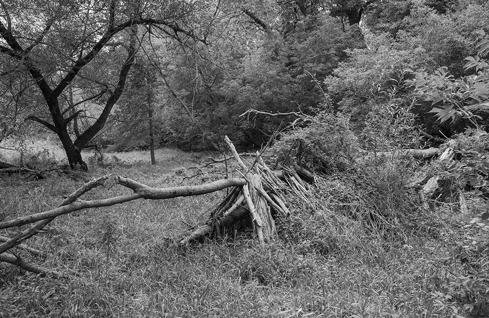 A stick fort in Gordon Park, Milwaukee