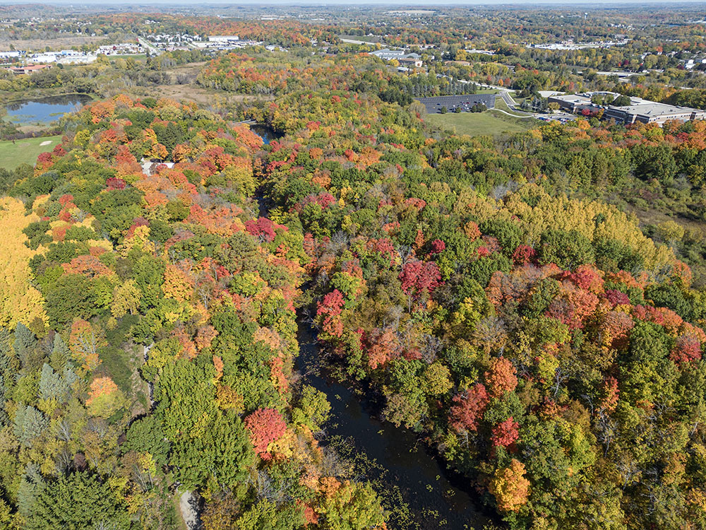 Aerial view of Ridge Run Park looking north.