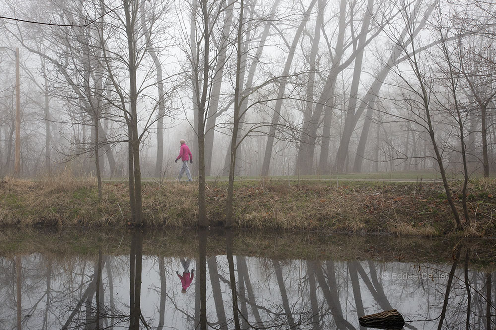 Janet Carl in her pink jacket, Jacobus Park, Wauwatosa, WI.