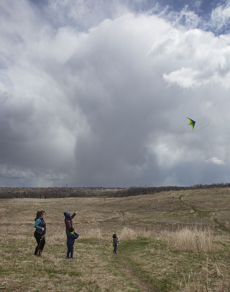 Kite flying on a very blustery day. County Grounds Park, Wauwatosa, WI.