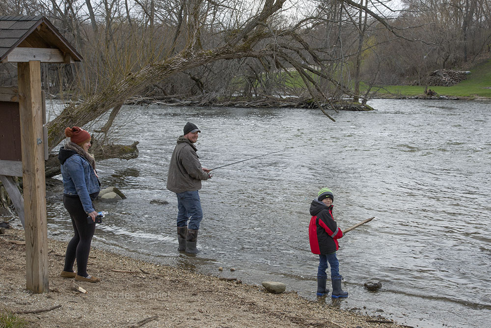 Family fishing the Fox River, Case Eagle Park, Rochester, WI.