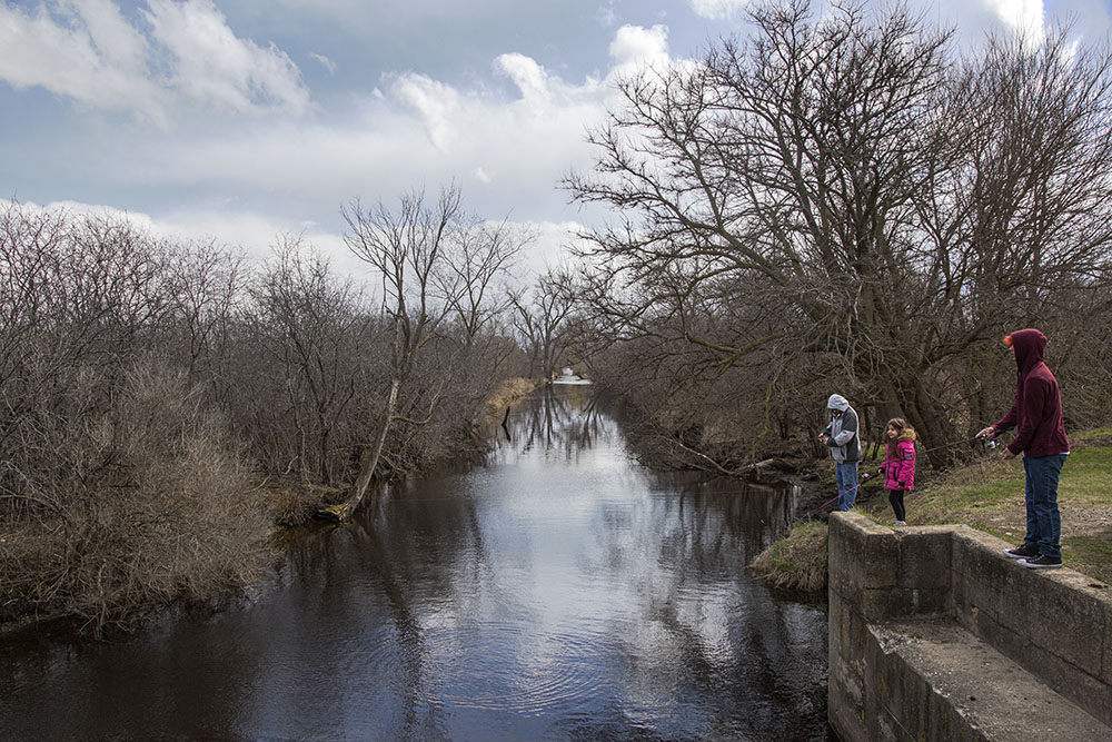 Another family fishing. Wind Lake Canal, Racine County, WI.