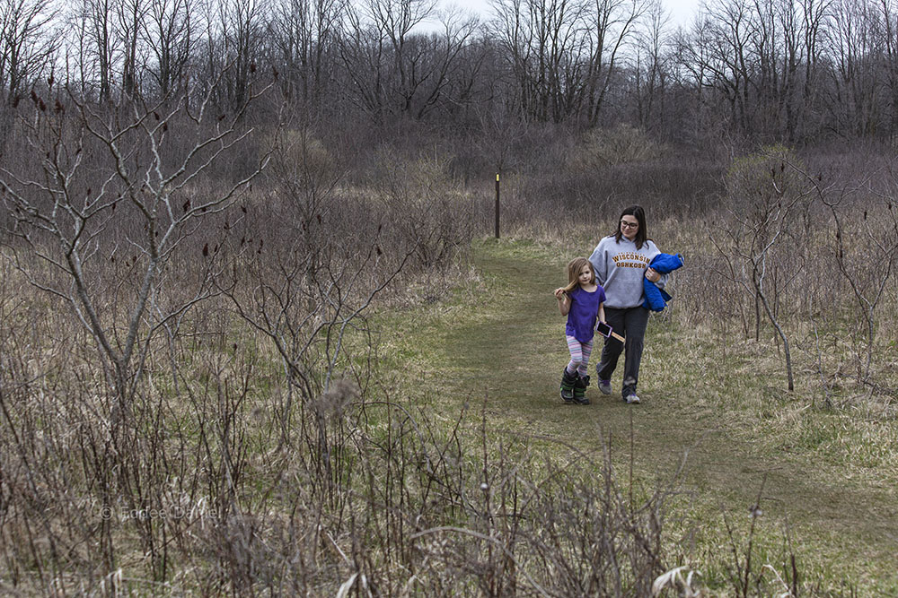 Zoey and her Mom, Michelle, on the Polk Kames Segment of the Ice Age Trail, Slinger.