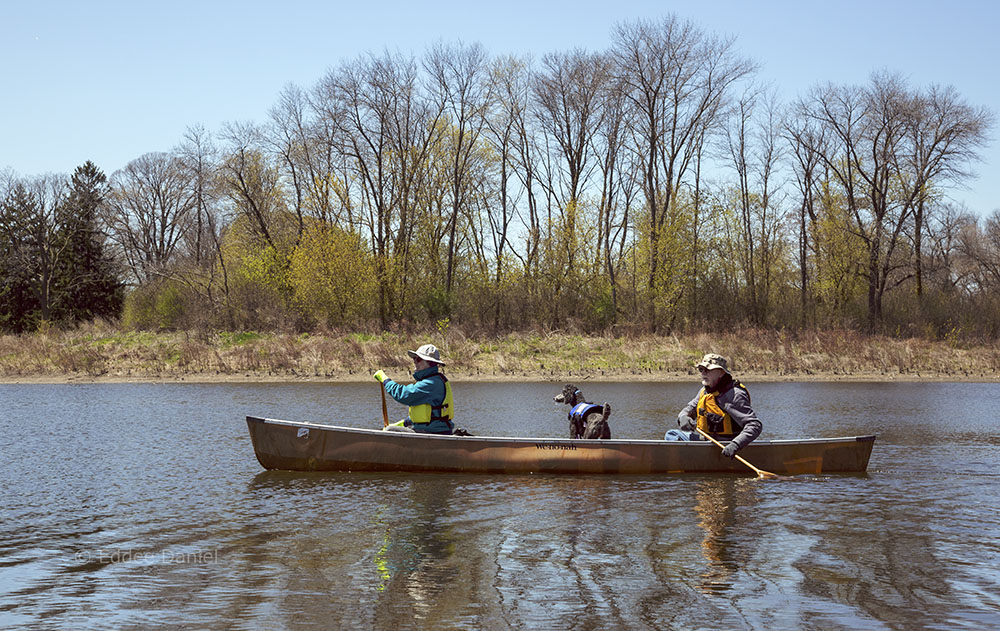 Diane and David canoeing the Milwaukee River, Lincoln Park, Milwaukee