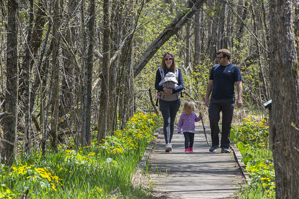 Elizabeth and Tyler with their children, Cedarburg Bog State Natural Area, Saukville