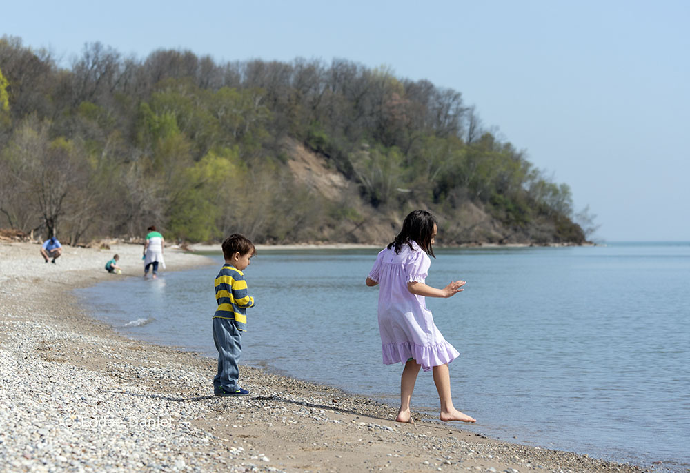 Testing the water (it's cold!) Grant Park Beach, South Milwaukee