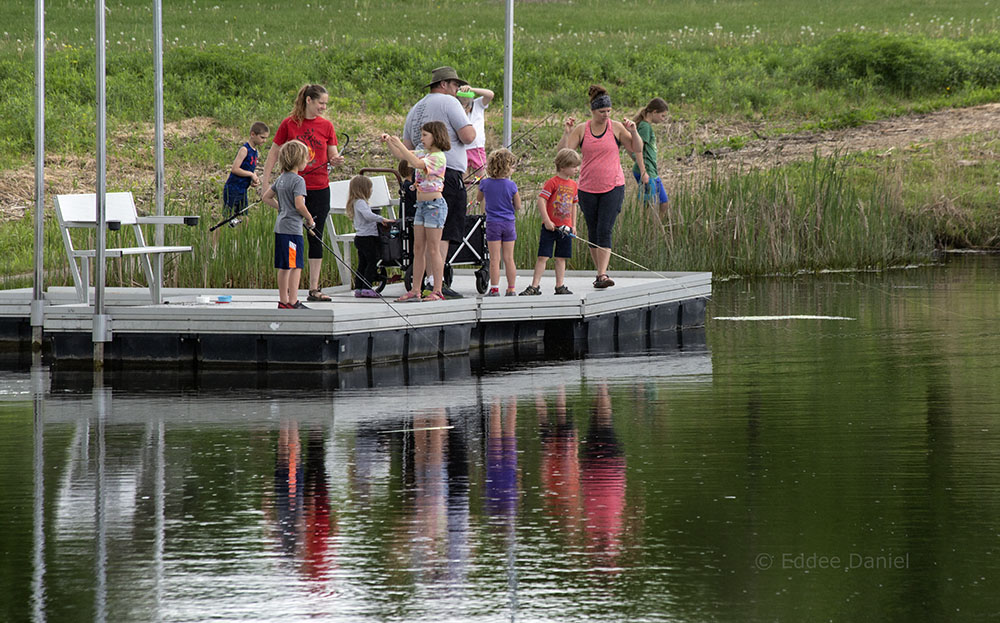 Pier fishing party, Elm Grove Park, Elm Grove