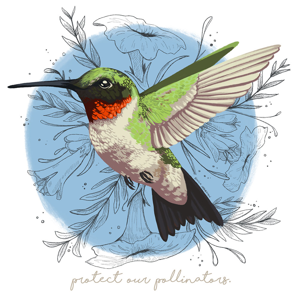 "Protect Our Pollinators: Earth Day," digital painting