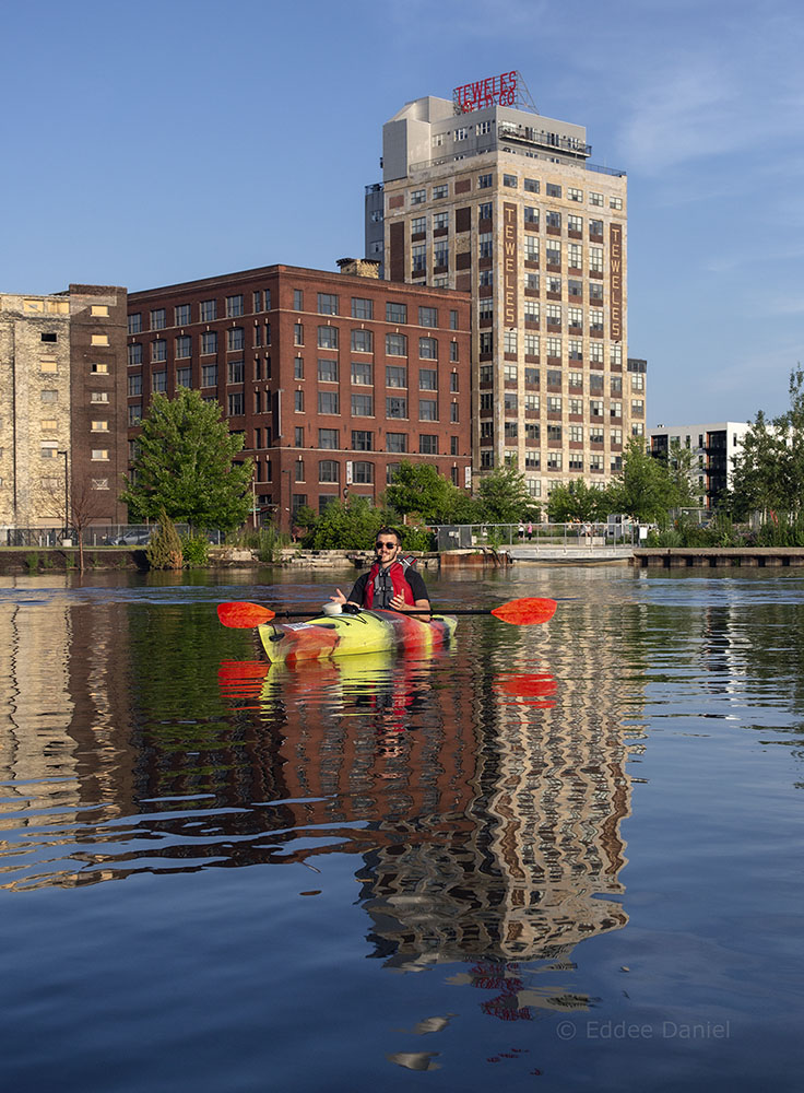 The Global Water Center (red brick) overlooks Reed Street Yards.