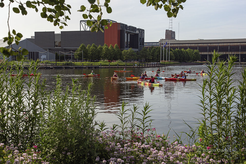 View of Harley Davidson Museum from Reed Street Yards.