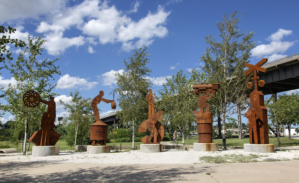 "People of the Road," by Richard Taylor, in Chimney Park, completed in 2020.