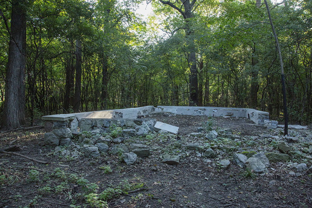 The "Men's Pavilion" hemmed in on two sides with buckthorn before clearing.