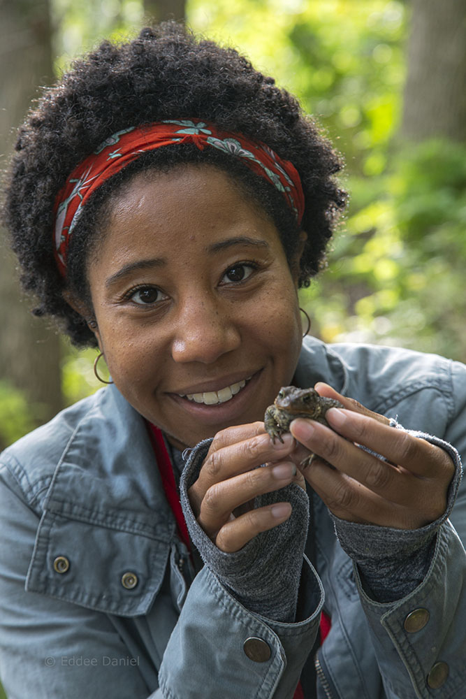 The author with a toad