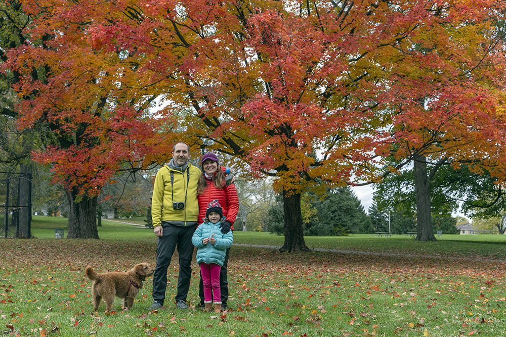 A chance meeting of a colorful family in colorful Kern Park