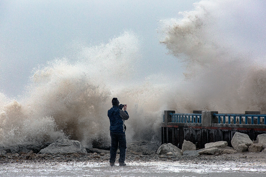 Wild Winter Surf on Lake Michigan.