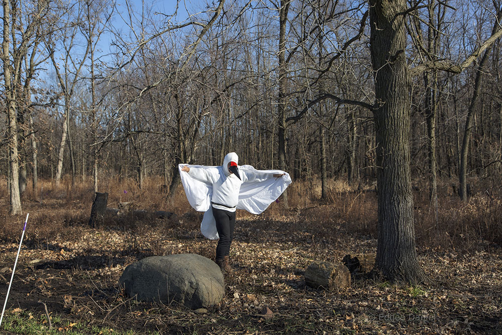 Author Jim Uhrinak masquerading as a crane.