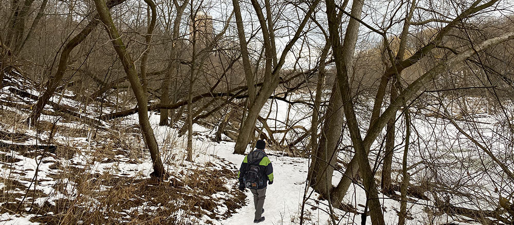 West Bank Trail of Milwaukee River Greenway in winter