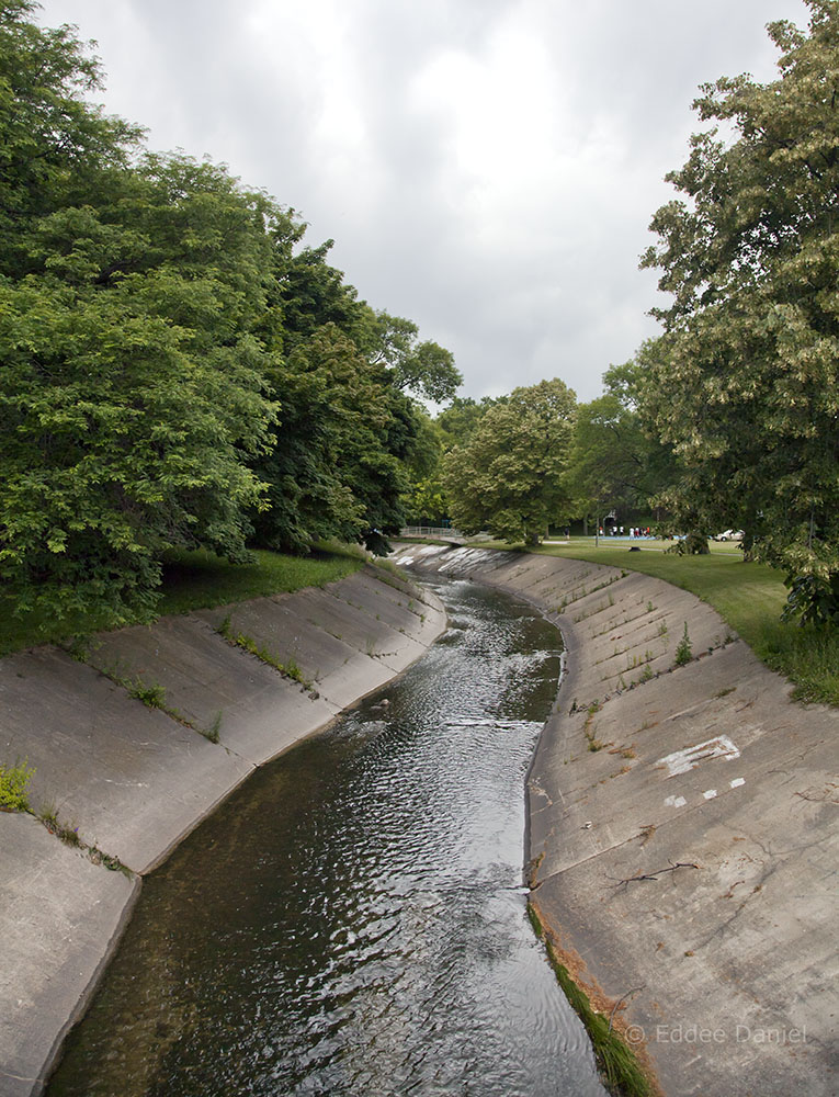 View of KK River in Pulaski Park from 16th St Bridge. 2015