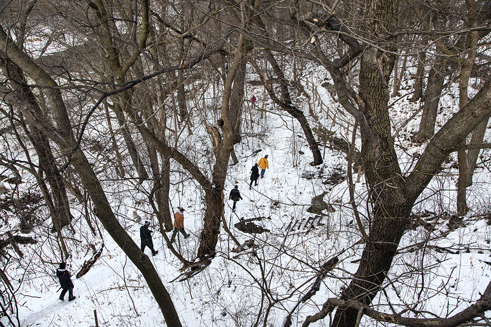 Meetup hiking group on the East Bank Trail north of Locust Avenue