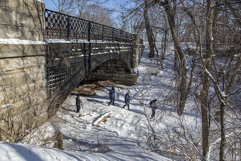 One of the many decorative and historic bridges over the ravines.