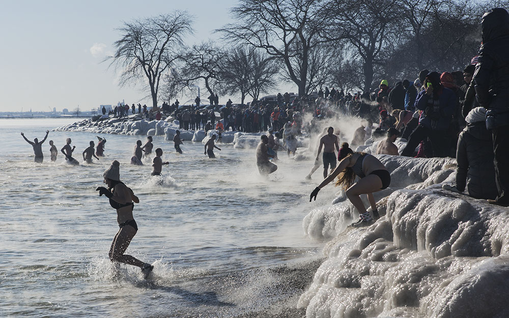 Bradford Beach packed with spectators on January 1 for the annual Polar Bear Plunge.