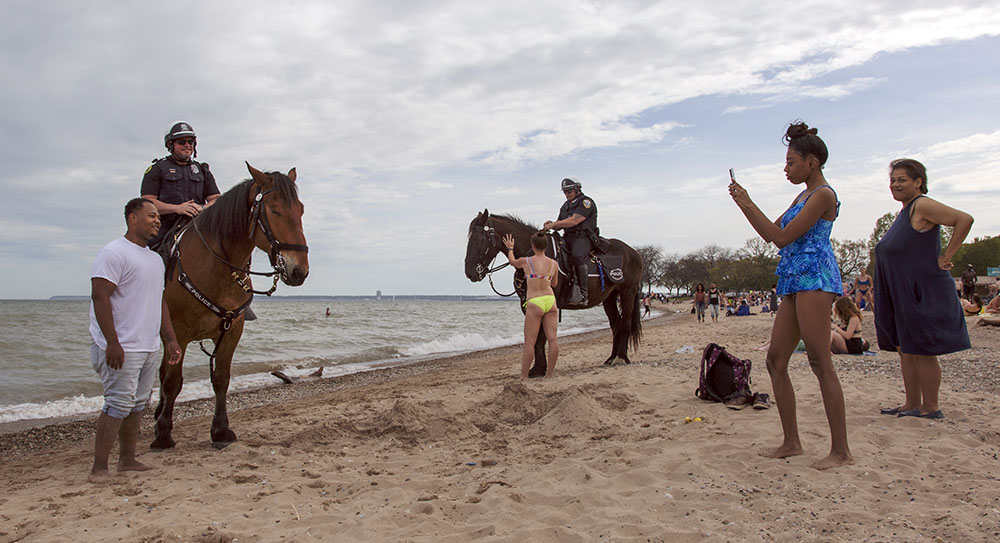 Equestrian patrol attracts attention at Bradford Beach