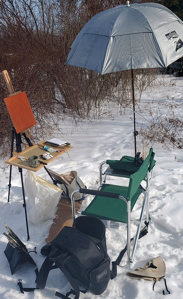 The artist's set up for plein air painting.