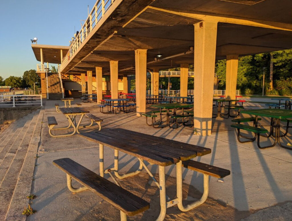 Lower deck of the Pavilion. 