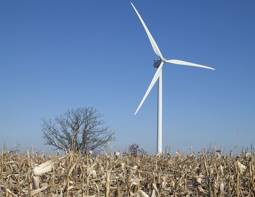 Wind turbine in Wisconsin, a renewable source of energy.