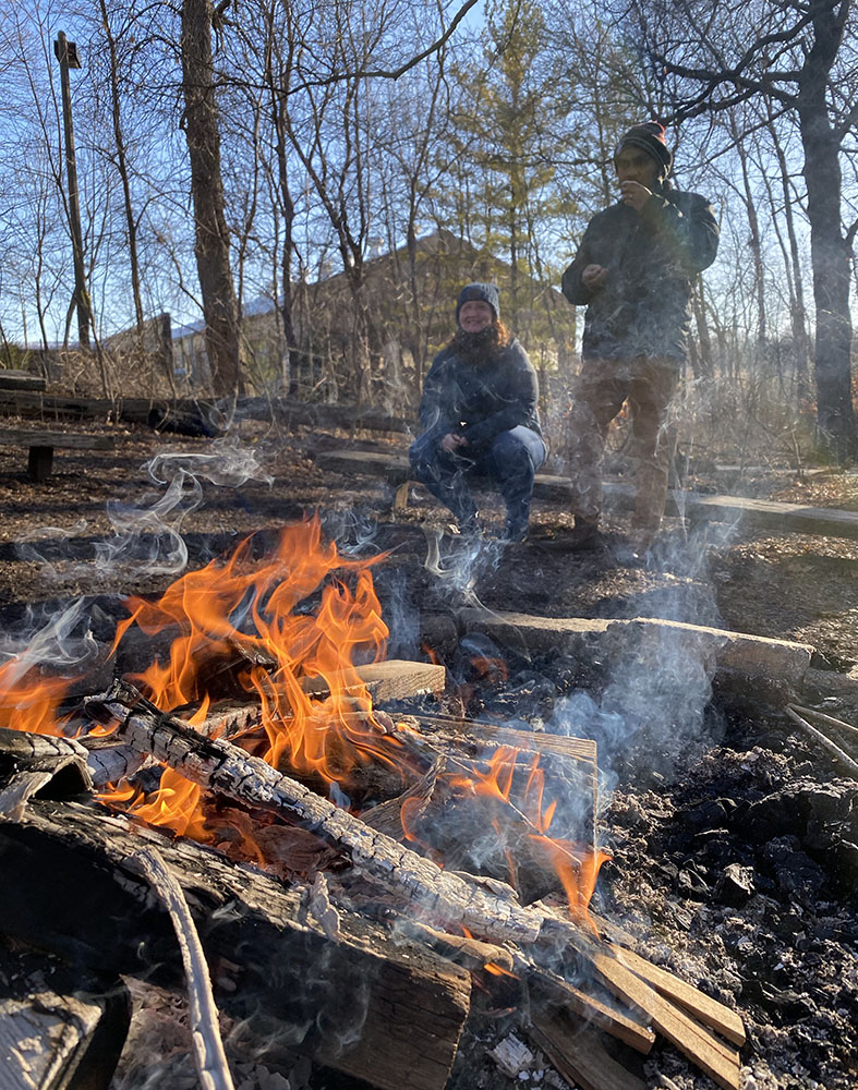 Tasting the maple sap around the campfire in Riverside Park.