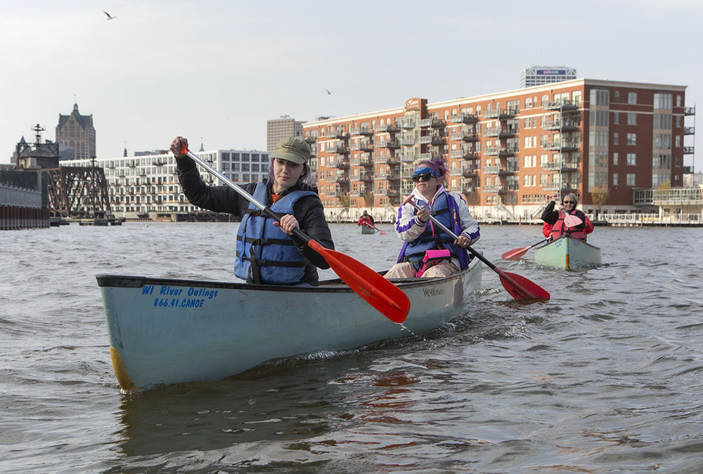 Public Allies, Catie and "Buttons," reaching the mouth of the Milwaukee River at the Inner Harbor. 