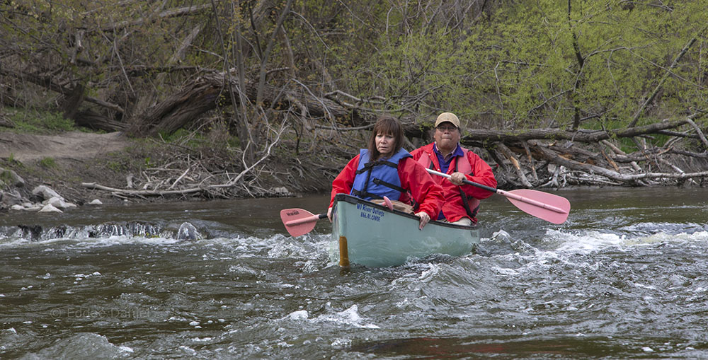 Siobhan and Mark negotiate the Schlitz dam.