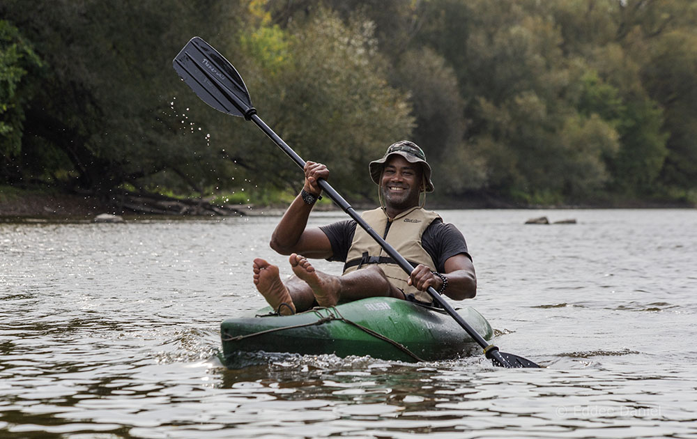 Steven Hunter of Nearby Nature MKE enjoys a kayak tour of Lincoln Park.