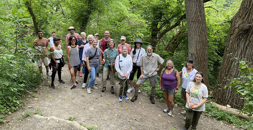 A group of Meetup.com hikers in the Milwaukee River Greenway