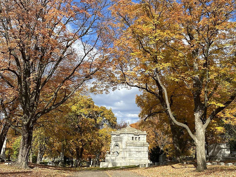 It's not a park per se, but after several people recommended that I take in the autumn colors at Forest Home Cemetery, I did. Not only is it a beautifully landscaped domain, but you also get to examine the many curious grave sites of often-famous Milwaukeeans, such as this Blatz family crypt.